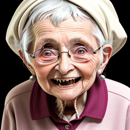 AI generated: Kind old lady without teeth
