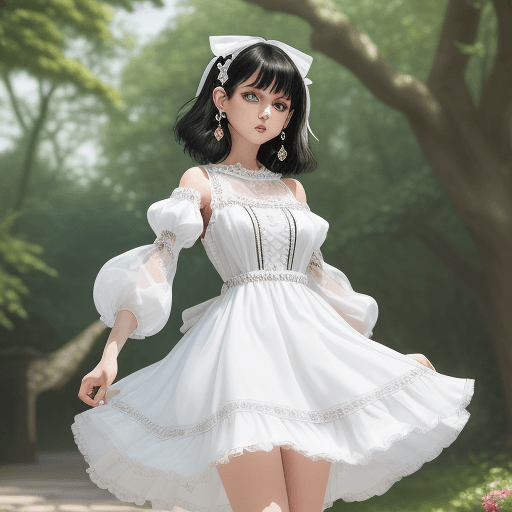AI generated: (best quality, masterpiece),  tina branford, black hair, white semi transparent summer dress,intrica...
