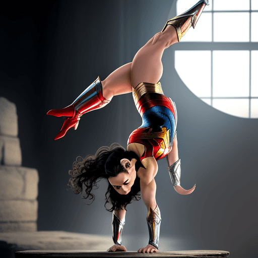 AI generated: acrobatics, wonder woman