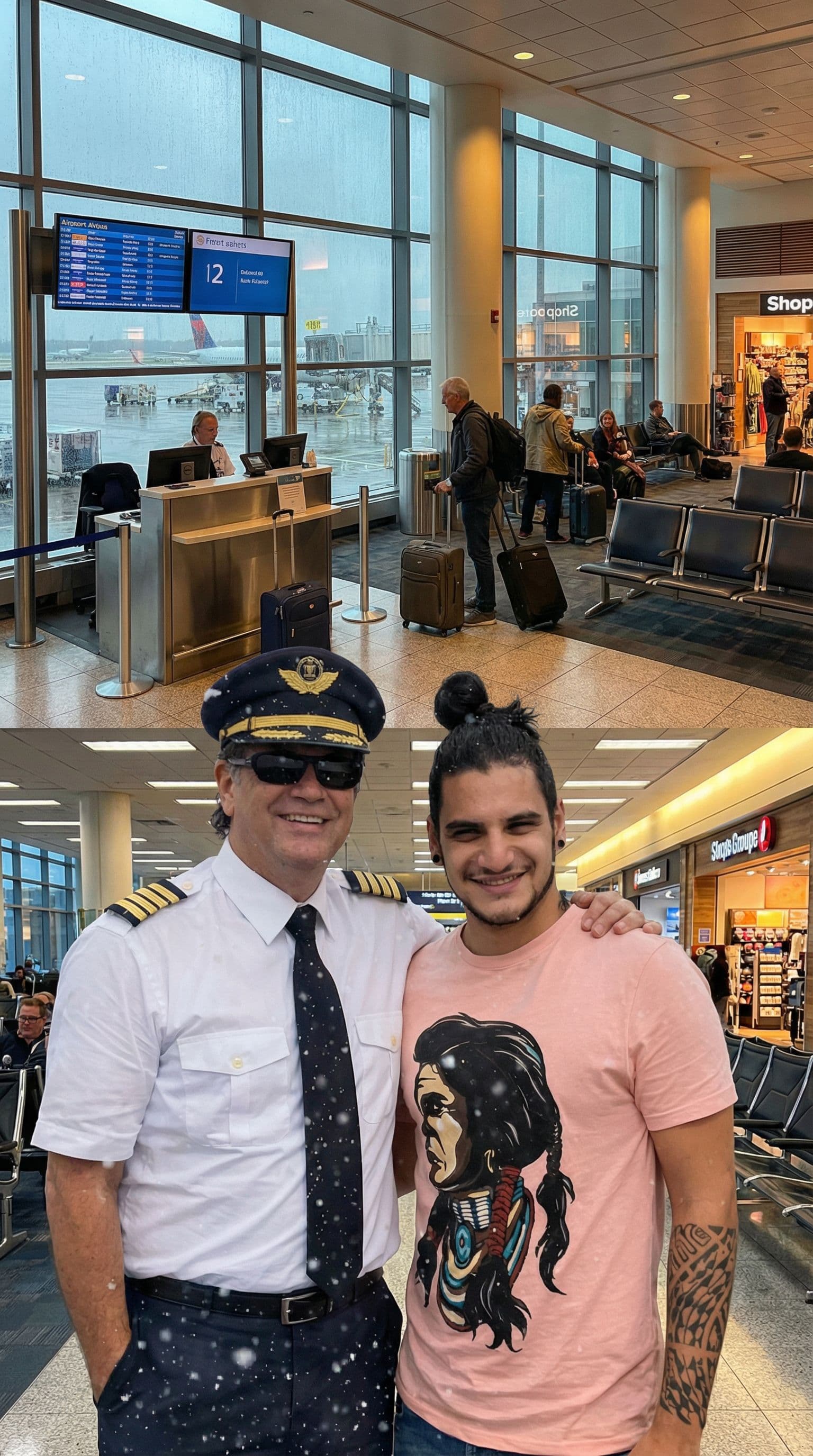 AI generated: Change the background to be in airport 