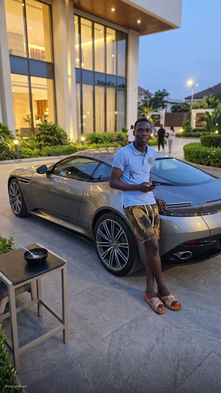 AI generated: Near a luxury car 