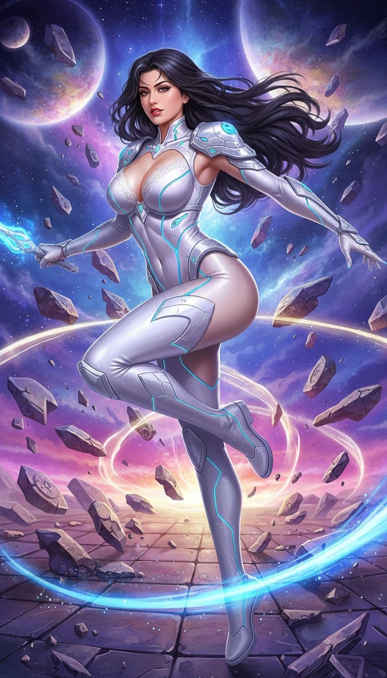 AI generated: seijin in the style of yuu watase full-body action pose of an attractive gorgeous beautiful form-fit...