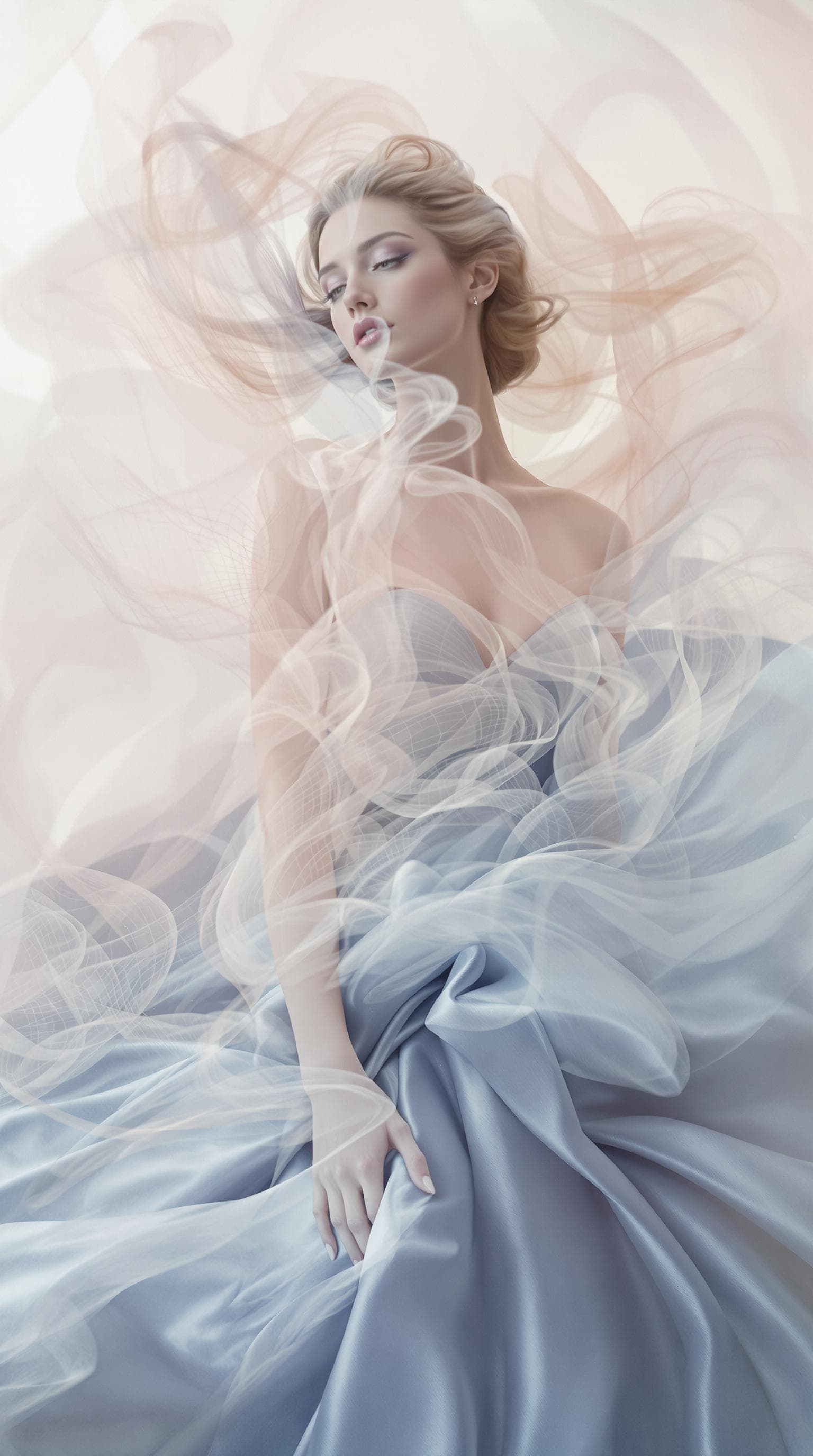 AI generated: "Fine art photograph. Refined, features, graceful and elegant, amidst swirling mist. Crisp imperial ...