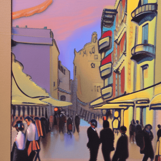AI generated: A dynamic and expressive street scene of Barcelona, inspired by Hermen Anglada-Camarasa and Ramon Ca...