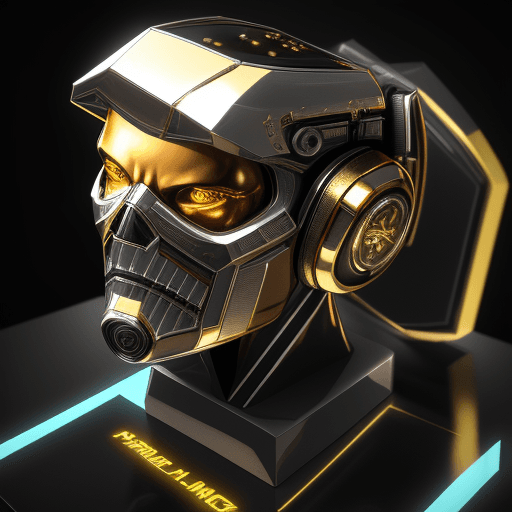 AI generated: A front view 3d macro detailed illustration  gaming WITH realistic colour logo with chrome, metal go...