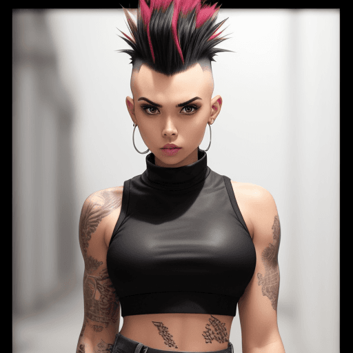 AI generated:  girl with mohawk crop top