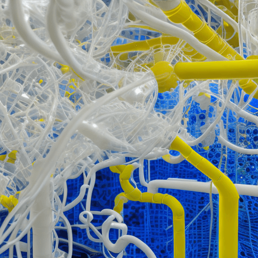 AI generated: walls from white plastic and in the center of the room is a scientific installation about AI looks l...