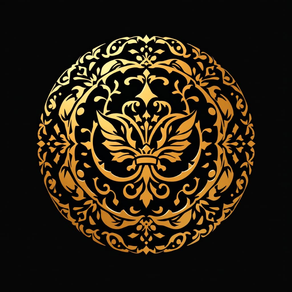 AI generated: luxury brand logo, gold colors, cutout pattern --v 6.0