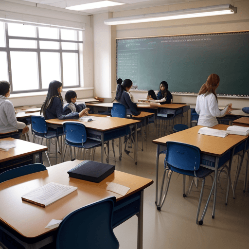 AI generated: students working togather in the classroom
