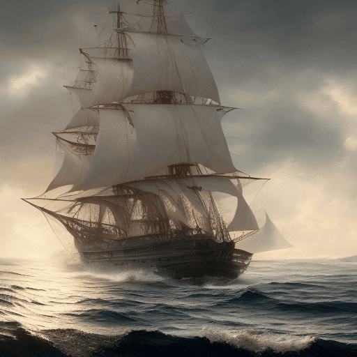 AI generated: Photo of a ultra realistic sailing ship, dramatic light, pale sunrise, cinematic lighting, battered,...