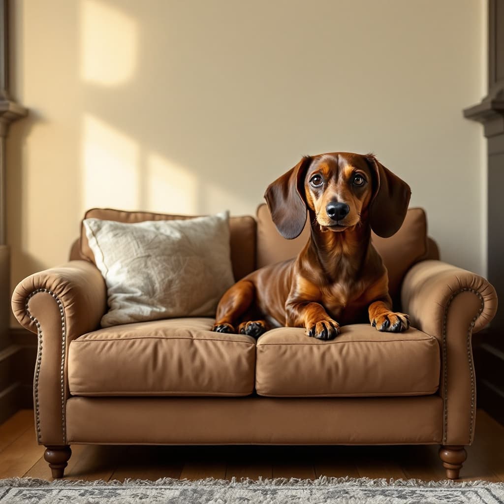 AI generated: a sofa but it is a dachshund