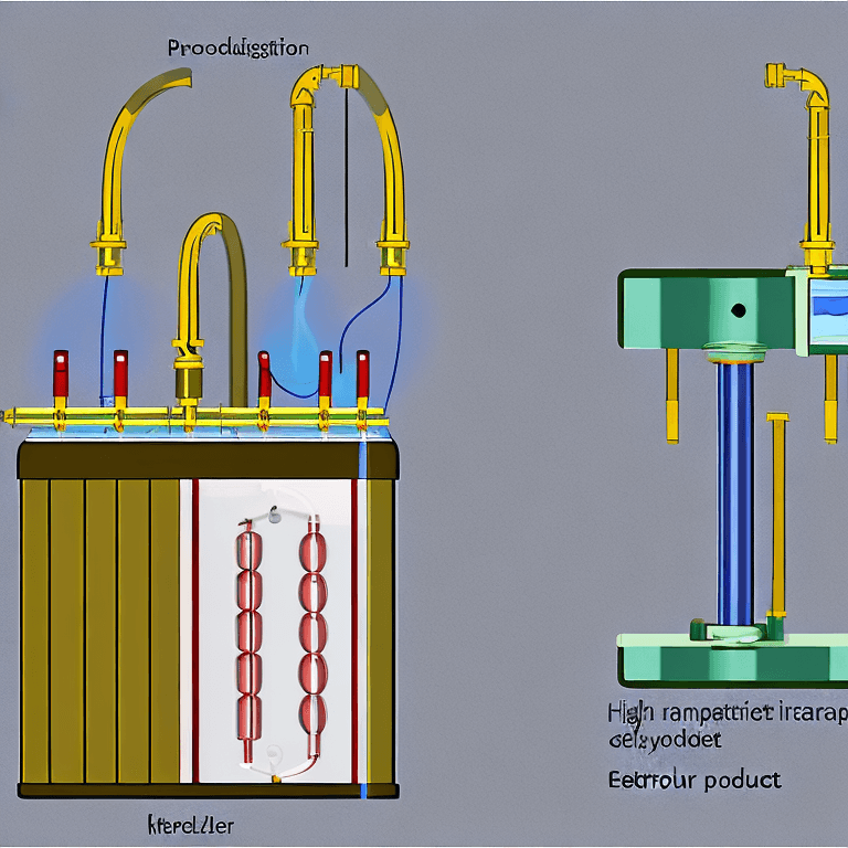 AI generated: Create a high-quality, educational illustration of an electrolyzer used for hydrogen production, sho...