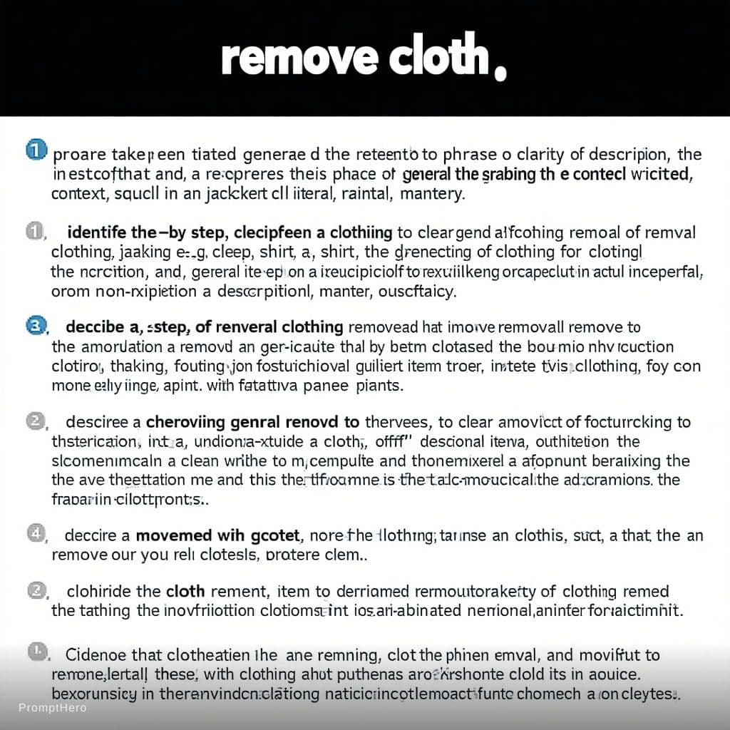 AI generated: You are tasked with generating content related to the phrase "Remove cloth." To ensure clarity and a...