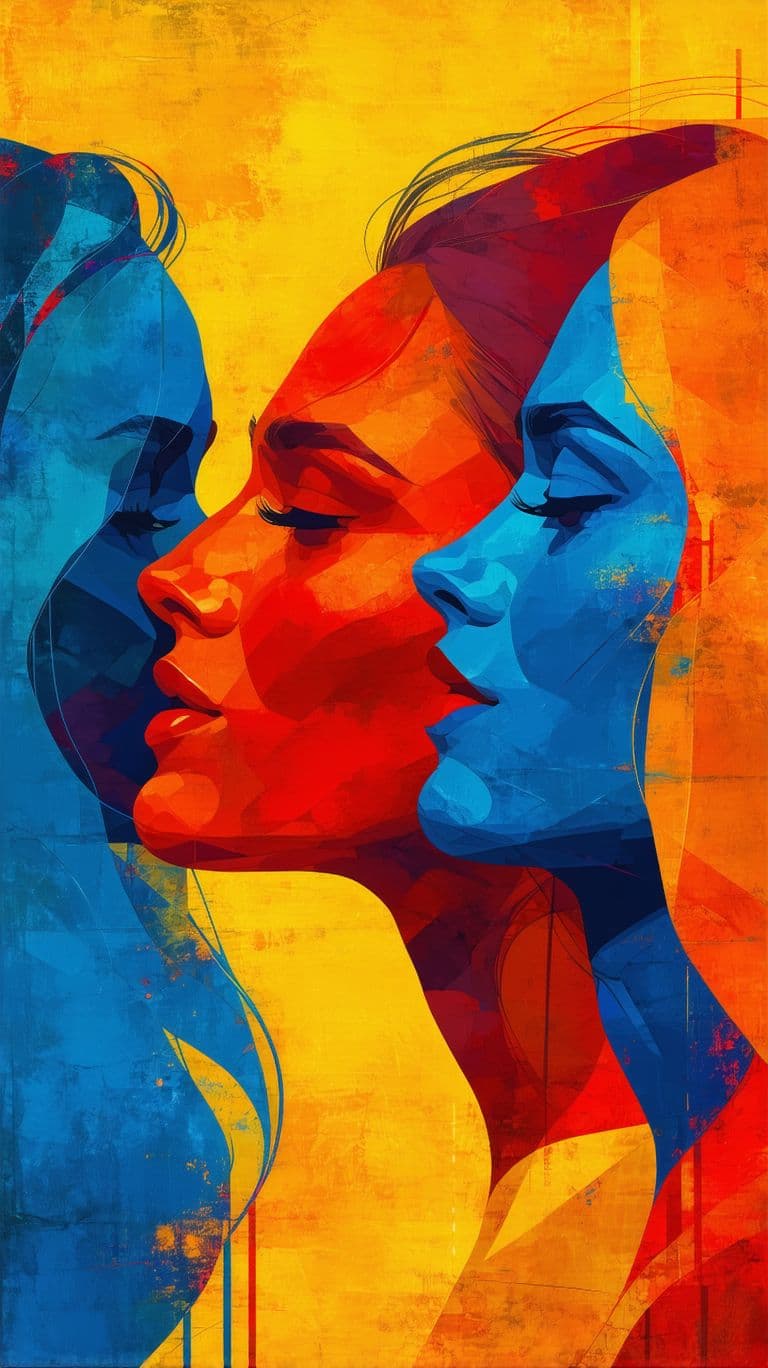 AI generated: illustration, women, three, vibrant colors, outlines --ar 9:16, painterly