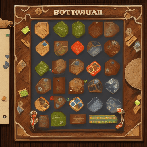 AI generated: A board game UI botton UI , with wood background , persian miniator style