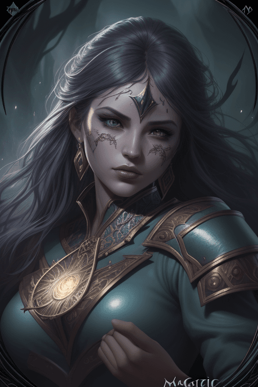 AI generated: magic the gathering card, land, beautiful fantasy, fair skin, highly detailed, 8k, perfect face orna...