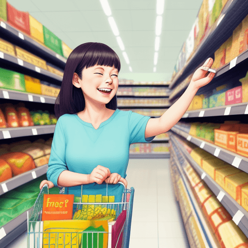 AI generated: Draw a happy brain shopping in a supermarket
