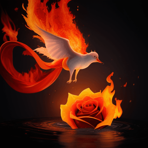 AI generated: A rose floting in Fire