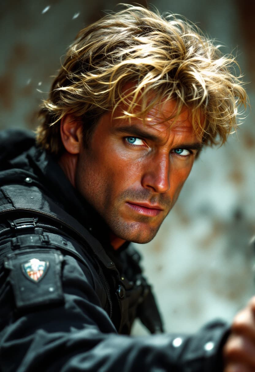 AI generated: A hyperrealistic 1980s-style cinematic scene featuring Michael Dudikoff as the iconic American Ninja...