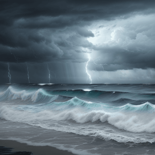 AI generated: ocean and storm clouds
