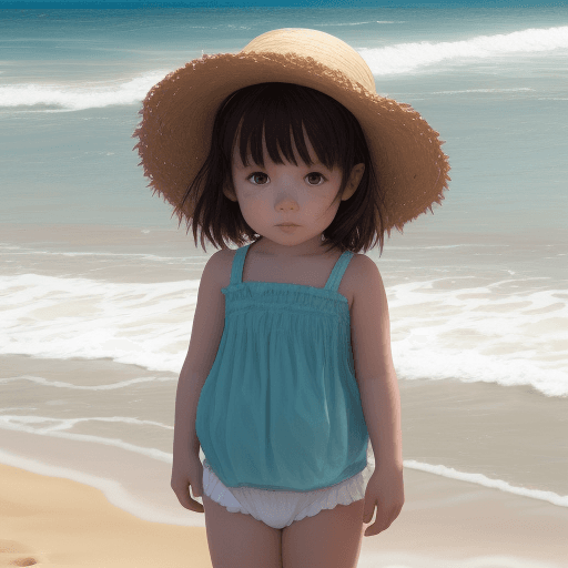AI generated: little girl, beach
