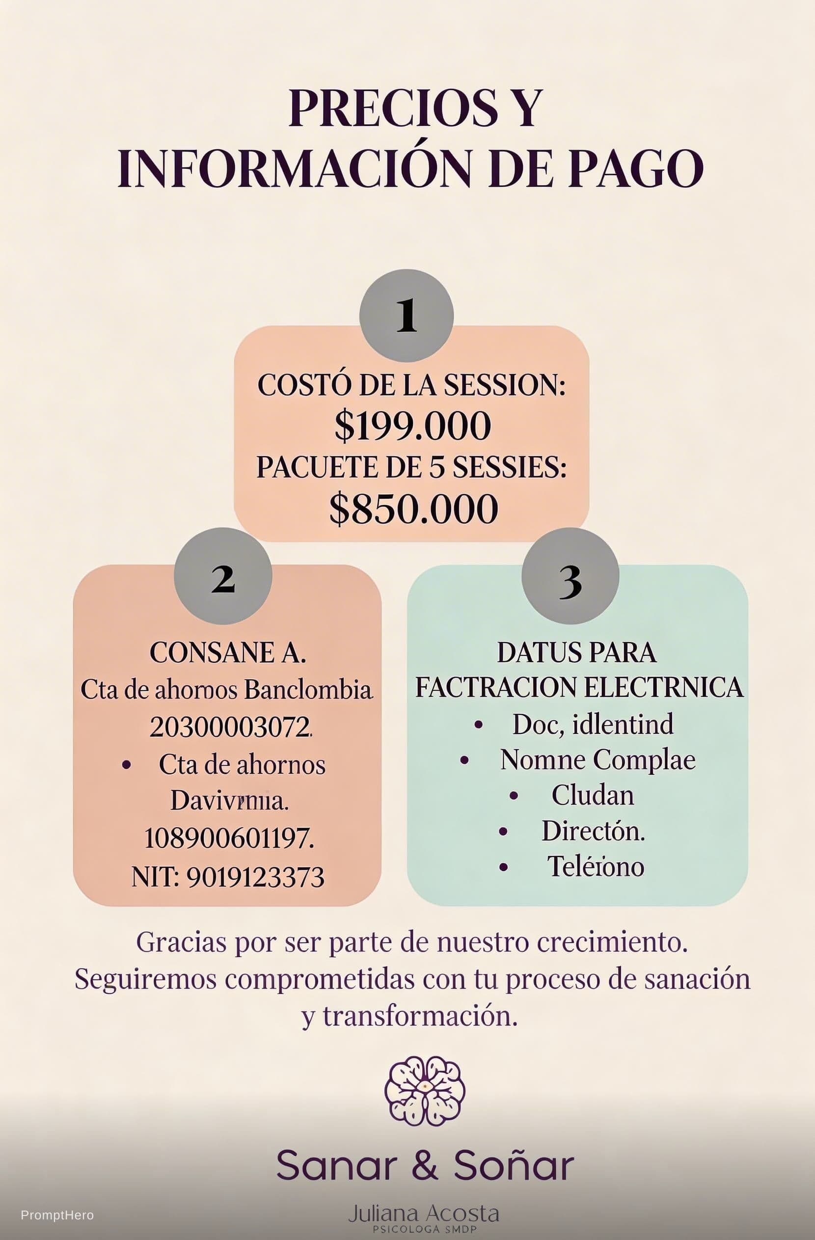 AI generated: Quiero una imagen para enviar por whatsapp con la siguiente informacion en cuadros con vertices redo...