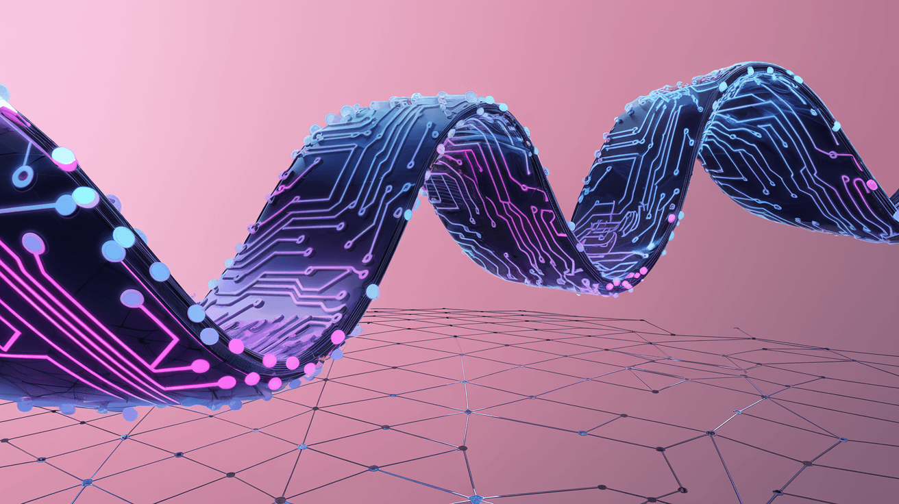 AI generated: A futuristic, fluid, and dynamic representation of a fintech settlement platform using blockchain te...
