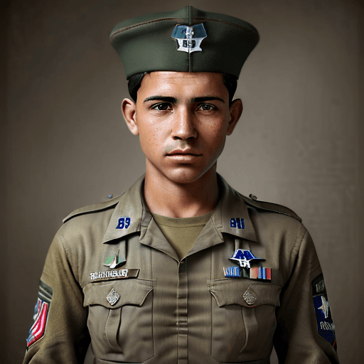 AI generated: realistic and detailed portrait of a Brazilian American US Airforce infantryman in WW2. Image style ...