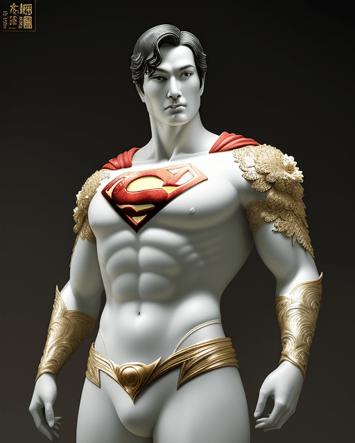 AI generated: pretty and coquettish superman, Tradition Chinese Ink Painting, tiger, low angle view, octane render...