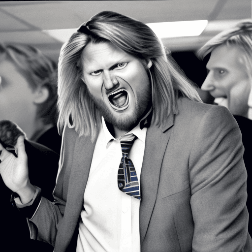 AI generated: Photo of Matt Mullenweg the CEO of Wordpress looking a bit like Donald Trump but with a bad mullet h...