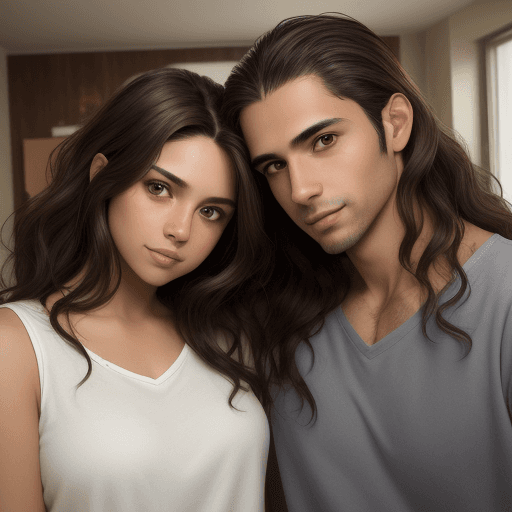 AI generated: couple, perfectly detailed of a couple standing in a room, side by side, Latin faces, best quality, ...