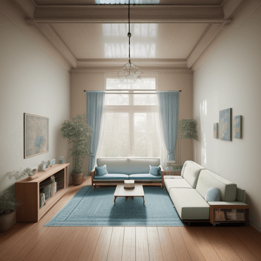 AI generated: High resolution photography interior design, dreamy sunken living room conversation pit, wooden floo...