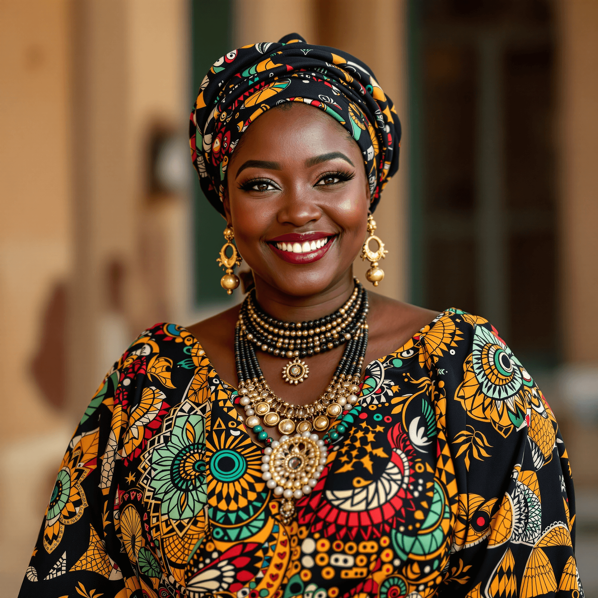 AI generated: High-resolution photography of a modern Fulani woman, smiling, light-skinned, voluptuous, charming, ...
