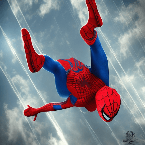 AI generated: Create a spiderman pocture flying in the sky