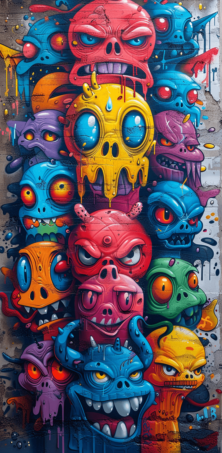 AI generated: An intricate and colorful graffiti-style poster featuring various elements, such as cartoon characte...