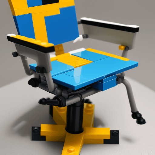 AI generated: a  gurila sit on classroomchair all parts will be created by lego full body