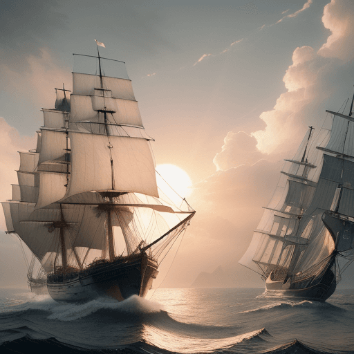 AI generated: Photo of a ultra realistic sailing ship, dramatic light, pale sunrise, cinematic lighting, battered,...