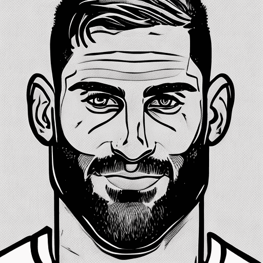 AI generated: coloring page for adults, footballer image Leonidas Stergiou, white background, clean line art, fine...