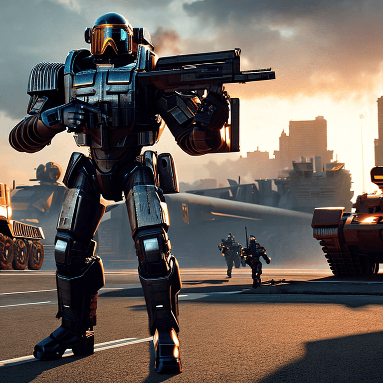AI generated: dystopian nightmare, cinematic, sci-fi, volumetric lighting| a grungy rebel soldier is wearing a mec...