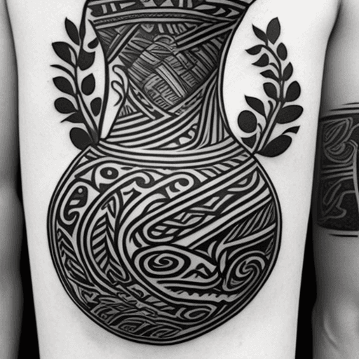 AI generated: Tattoo Polynesian style, Amphora design, white background, --no skin --no people 