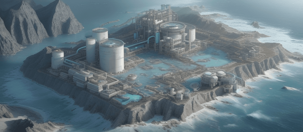 AI generated: An imaginative landscape on the subject of data integration and data analysis. The ocean washes up t...