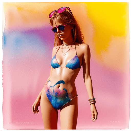 AI generated: hot summer girl in ibiza, in the style of david lachapelle, surreal photography, hypermaximalist wat...