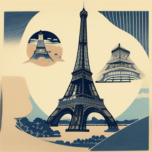 AI generated: Paris Tour Eiffel drawn in Hokusai style 