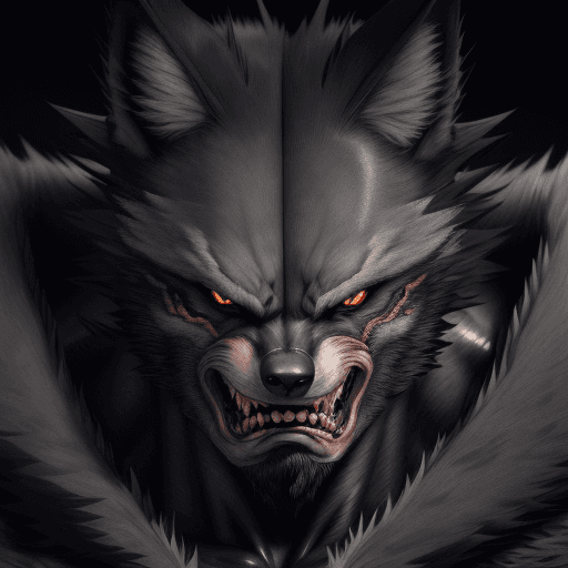 AI generated: detailed illustration of a fierce and powerful anime wolfman, intricate details on fur, claws, and t...