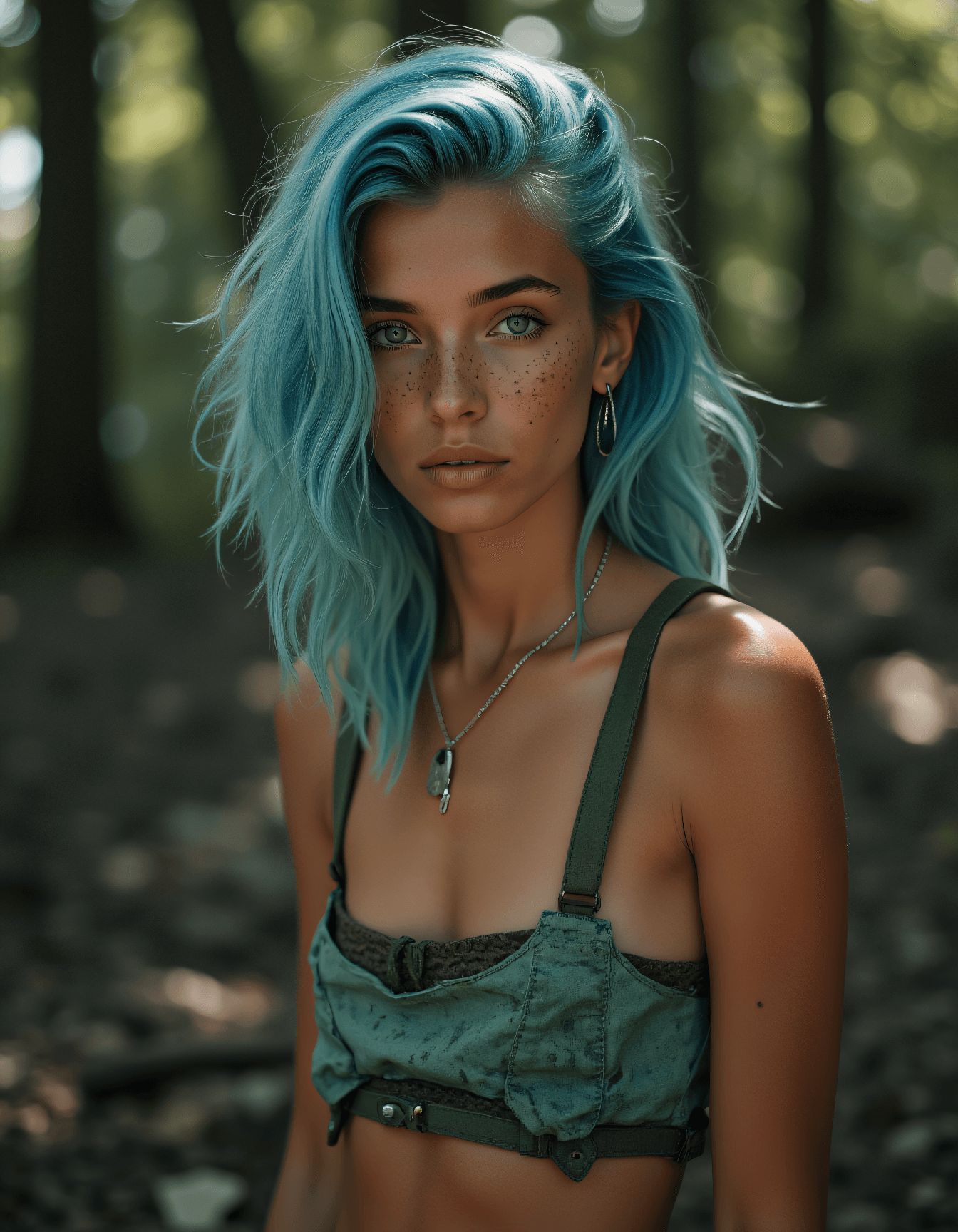AI generated: Half Body Fantasy Fashion photo of a
24 year old Chickasaw-Ifugao female playful tomboy
with Lonel...