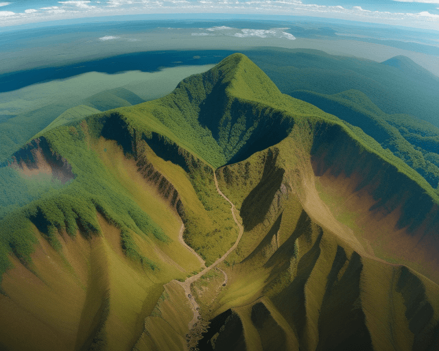 AI generated: hyperrealistic image of an aerial view of a native Latin American landscape with a population accent...