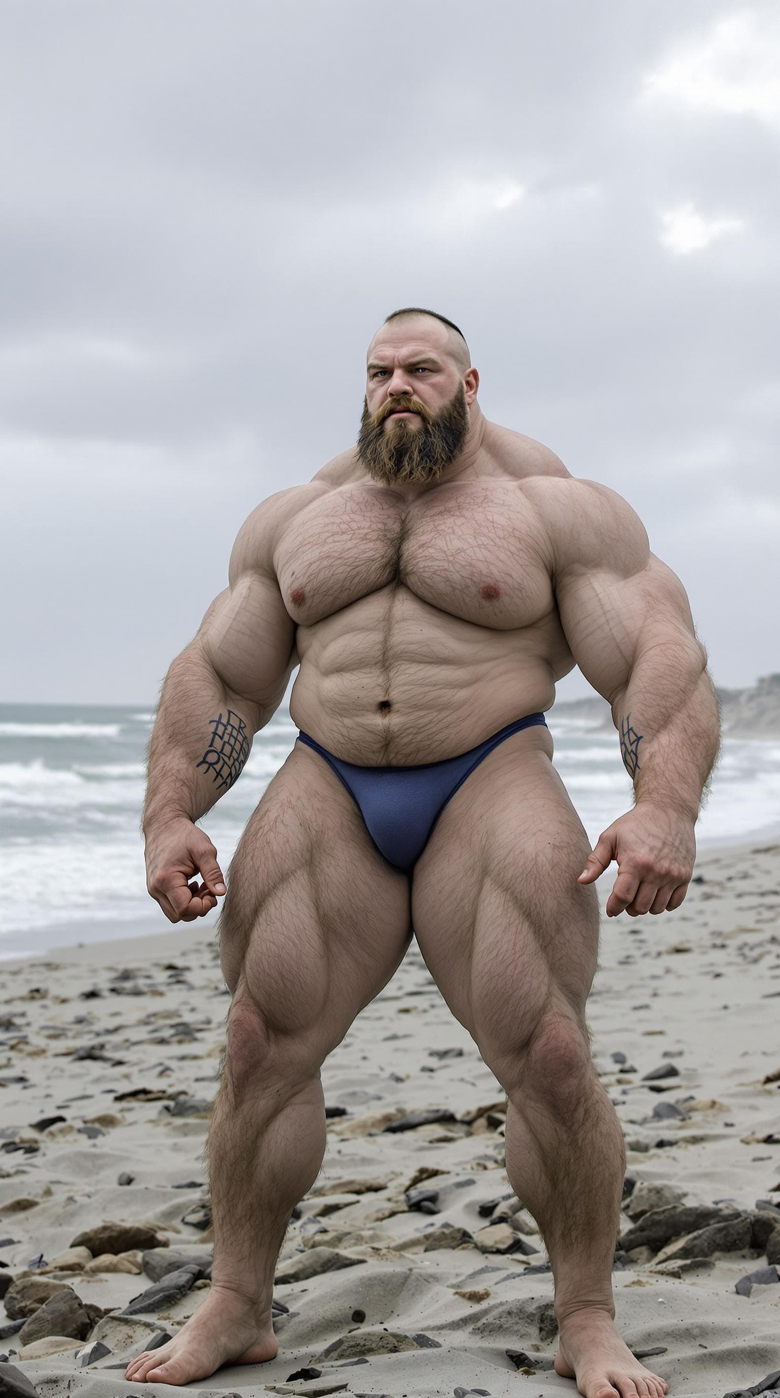 AI generated: A monstrous 40-year-old German super heavyweight bodybuilder with stone-carved abs and grotesquely t...