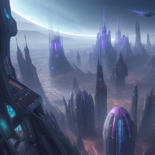 AI generated: fantasy, sci-fi, eine riesige stadt in der zukunft, farbenfroh, riesige moderne gebäude, viele flieg...
