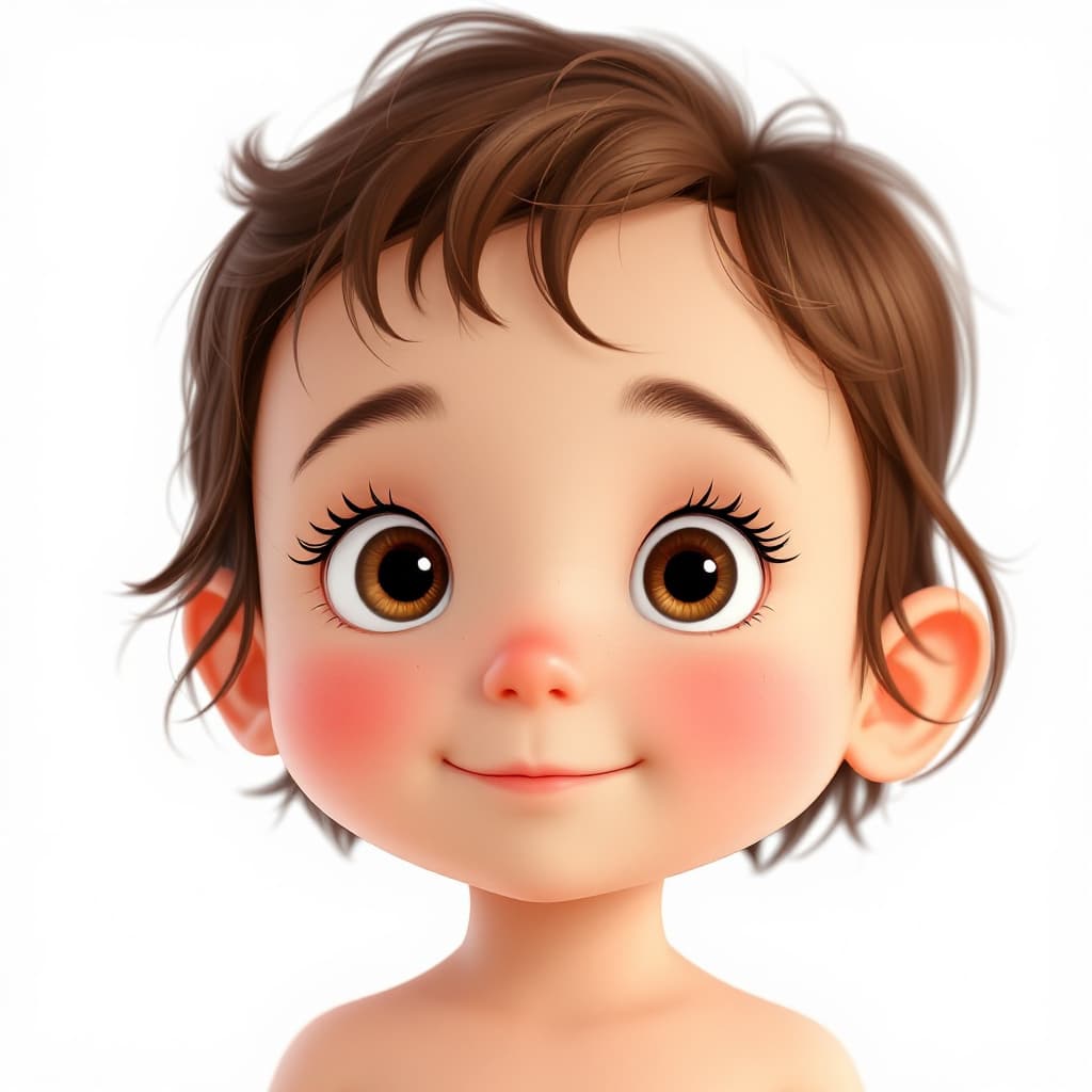 AI generated: a simple cartoon of a beautiful baby with brown hair, white background, princesscore, I can't believ...