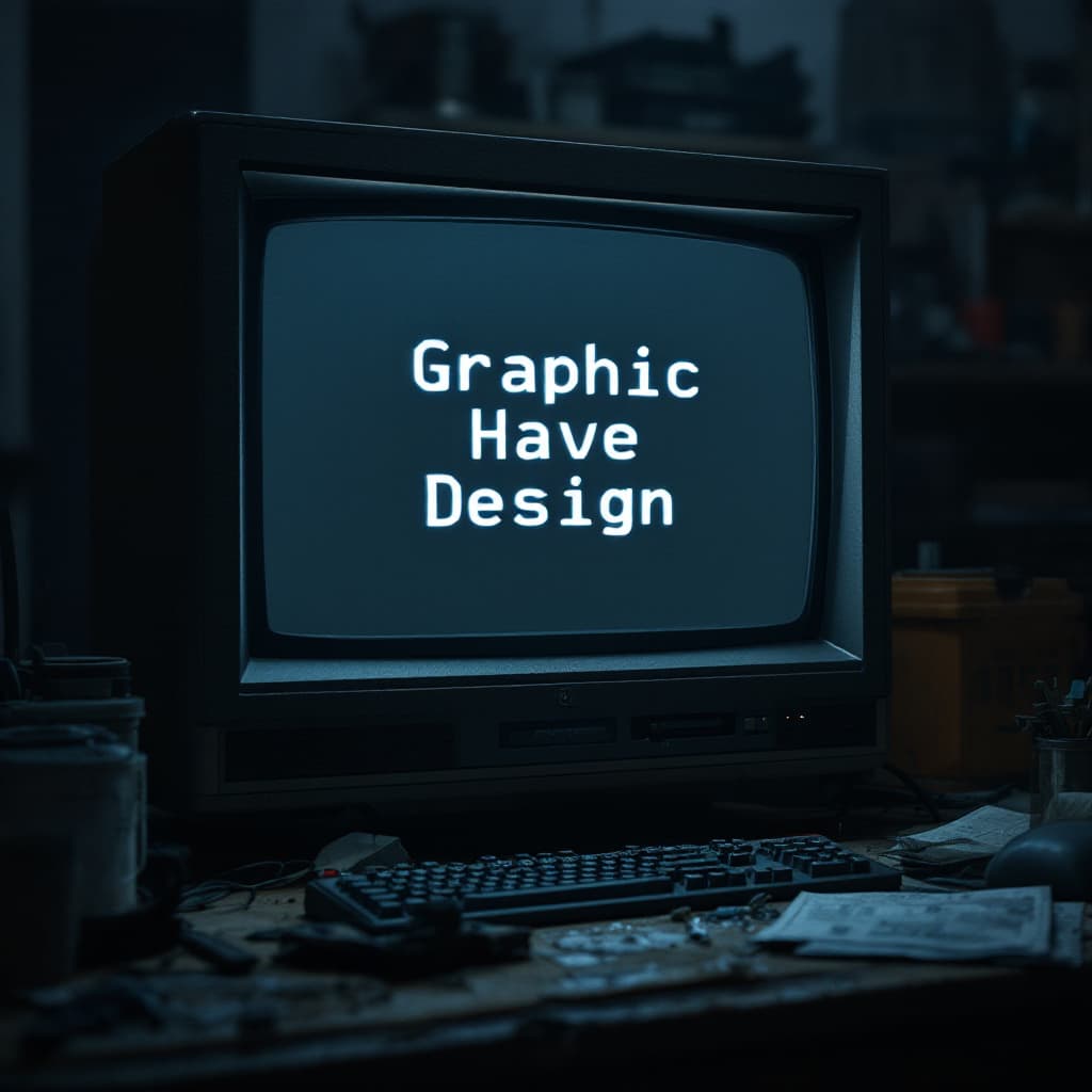 AI generated: detailed cinematic new dof render detailed CRT monitor on a wooden desk in a dim room with items aro...